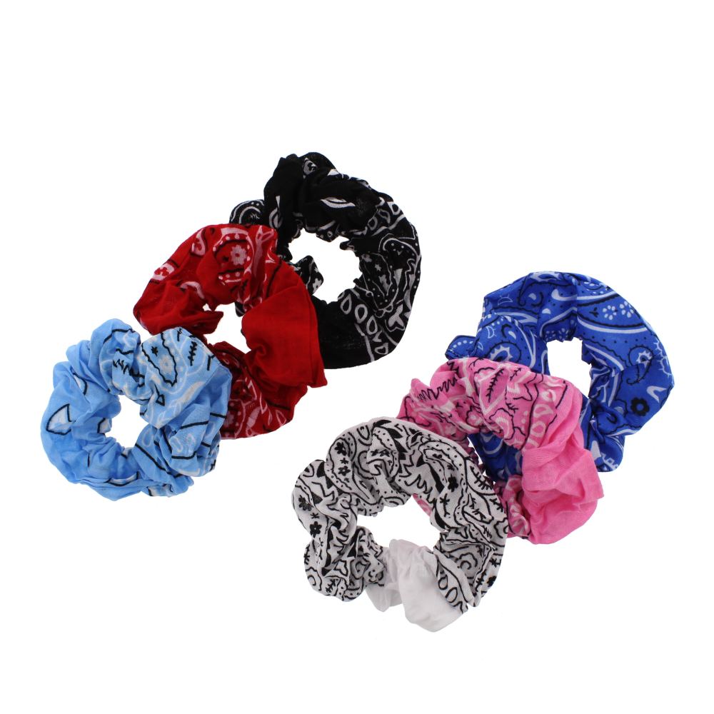 Zac's Alter Ego - Assorted Colour Paisley Hair scrunchie - Set of 6 - Multicolours